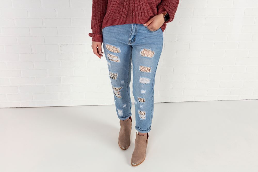 Lace Jeans DIY