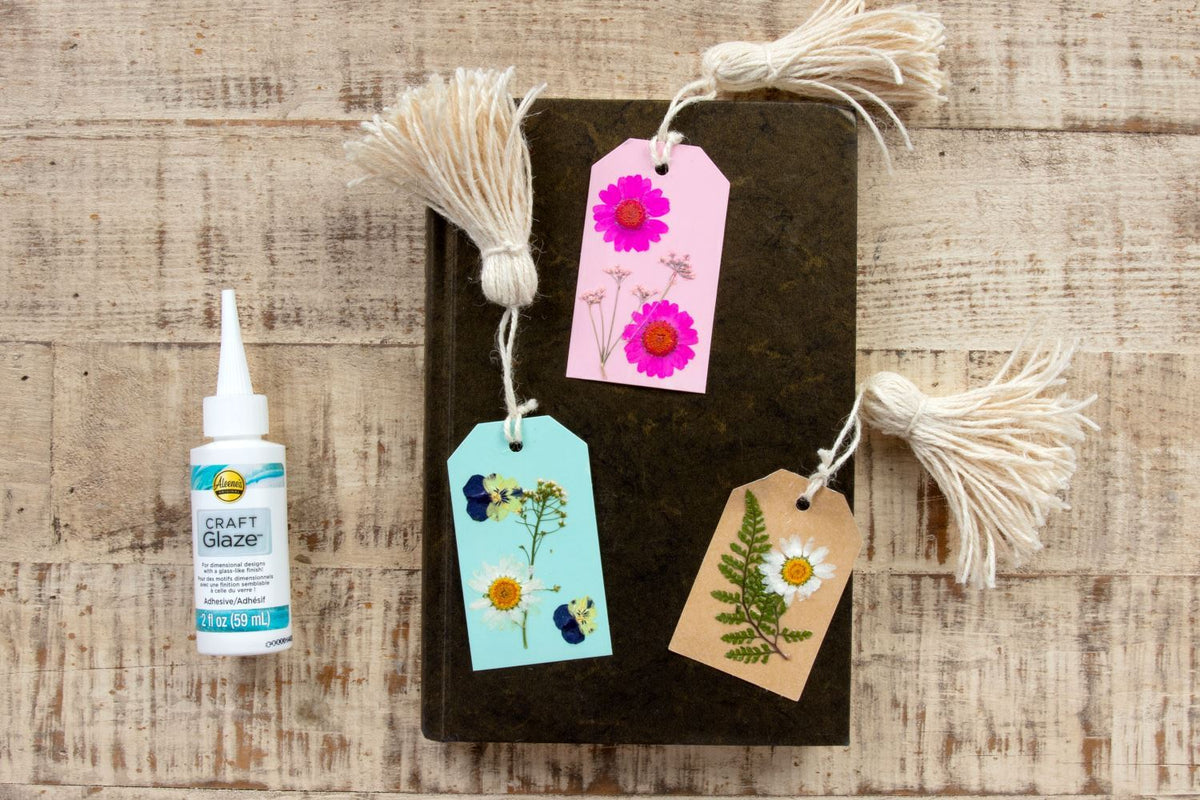 Make Pressed Flower Bookmarks with Aleene's Craft Glaze