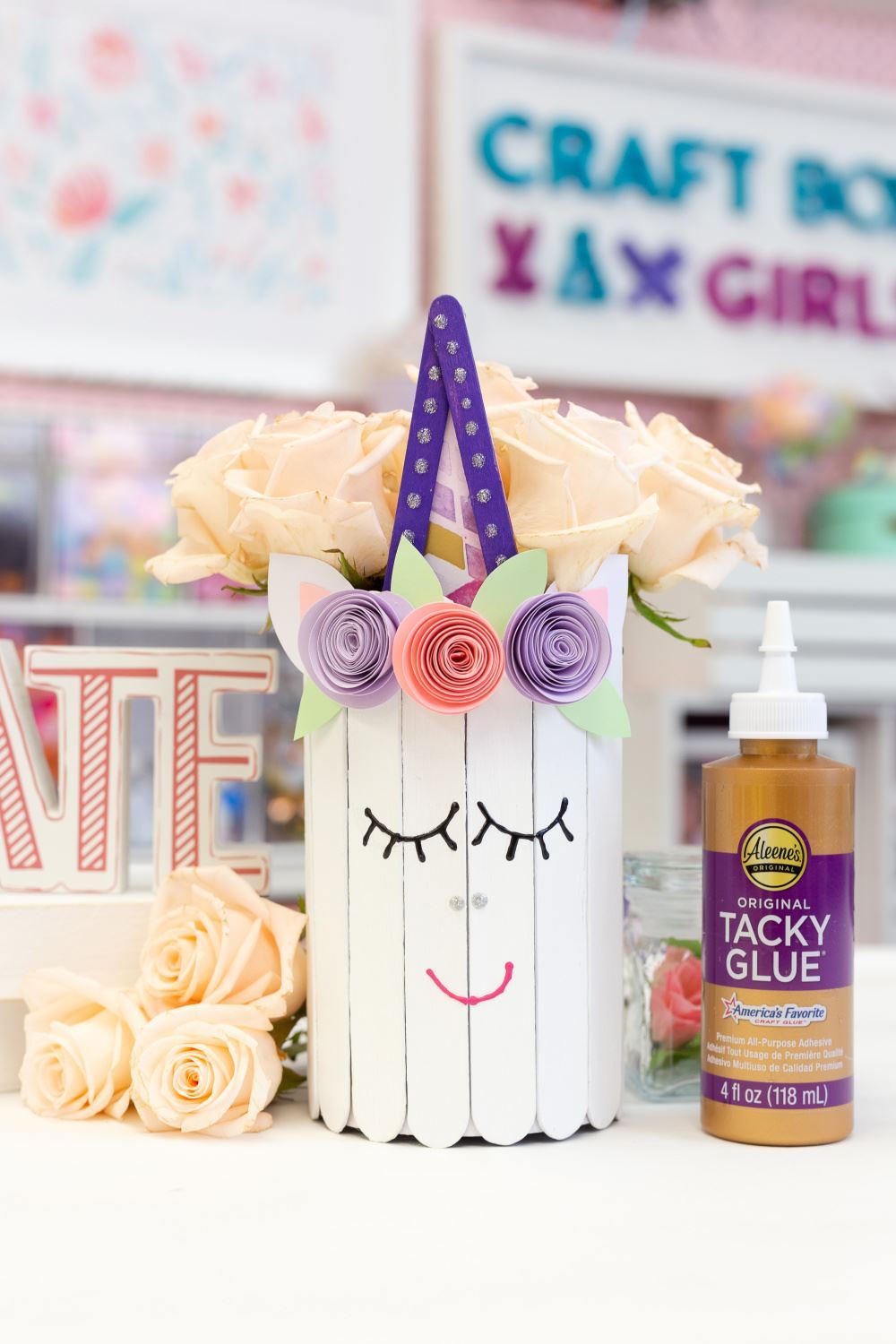 Unicorn Vase Popsicle Stick Craft for Kids
