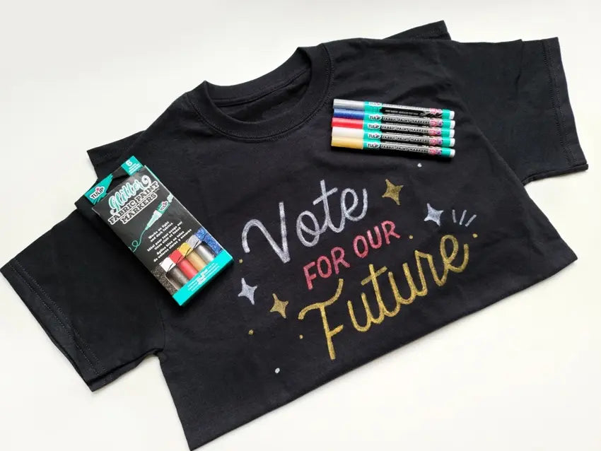 Custom Vote T-shirt with Glitter Markers