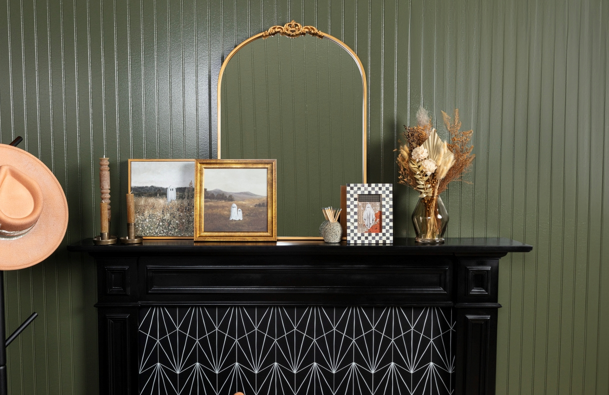 Moody Furniture Makeover: Spray Painted Mantel with COLORSHOT