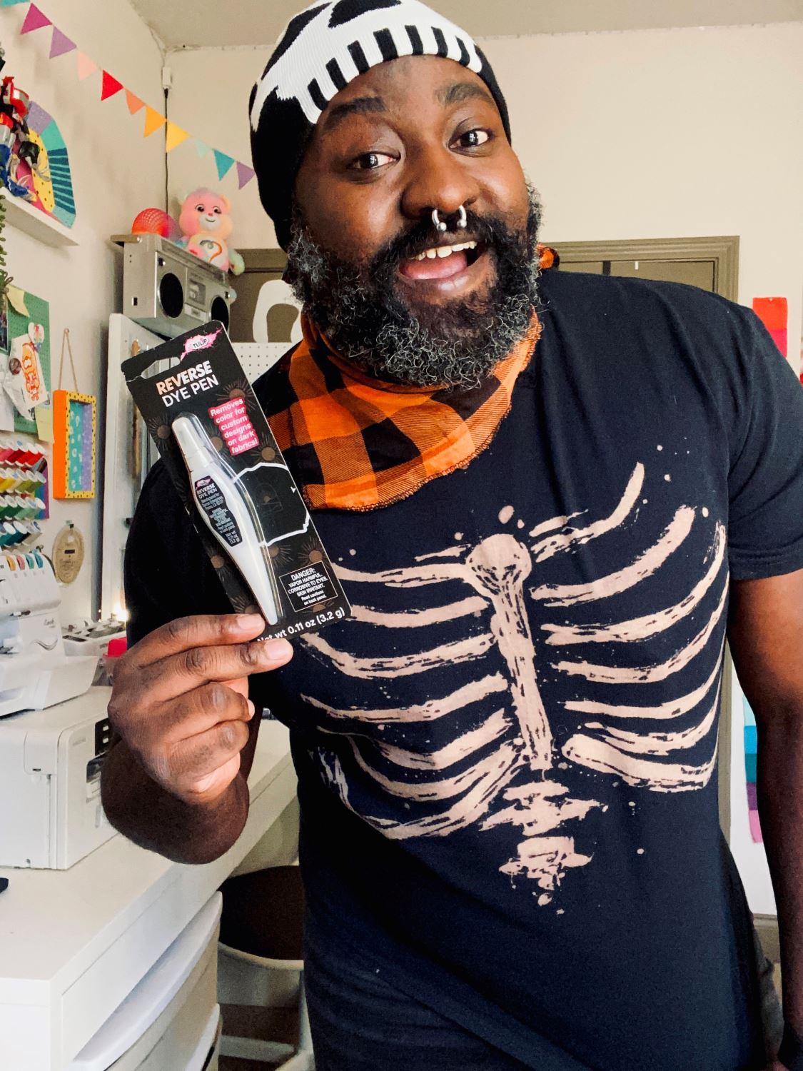 DIY Reverse Dye Skeleton Shirt for Halloween