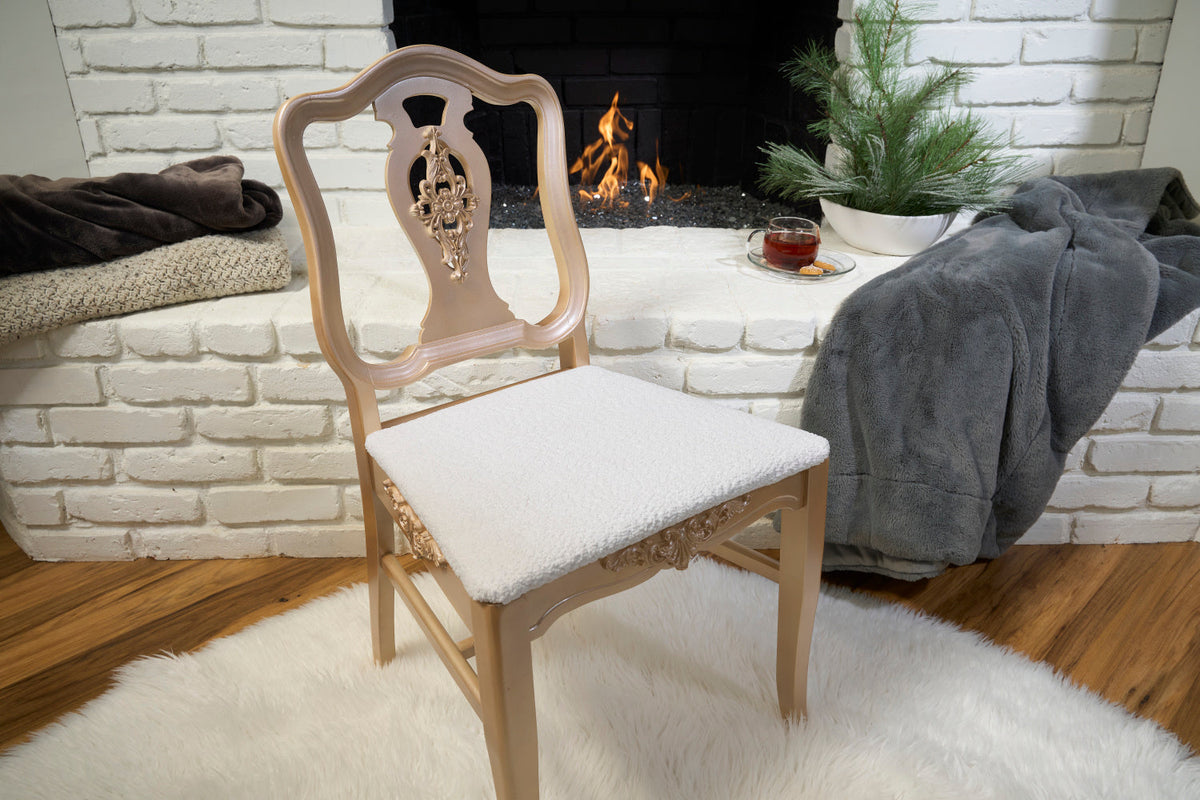 Upcycled Wooden Accent Chair with Metallic Spray Paint