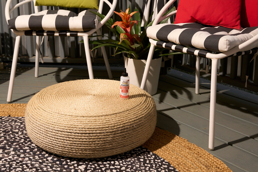 DIY Jute Rope Ottoman Tutorial with Heavy-Duty Adhesive