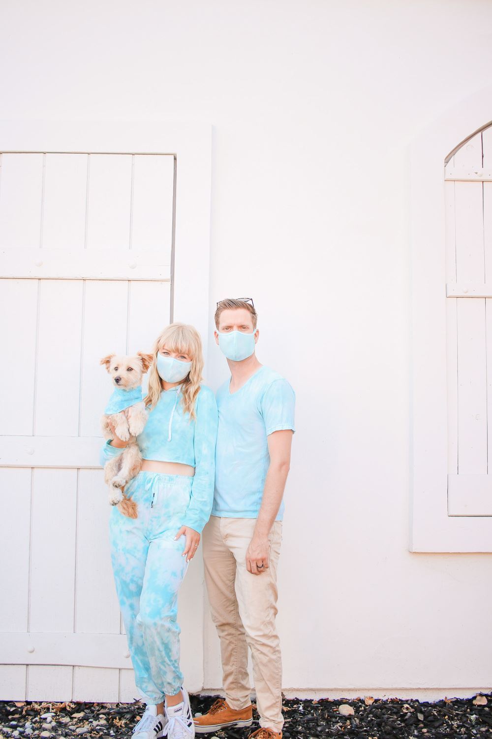 Tie Dye Matching Sweatsuits and Masks for the Whole Fam