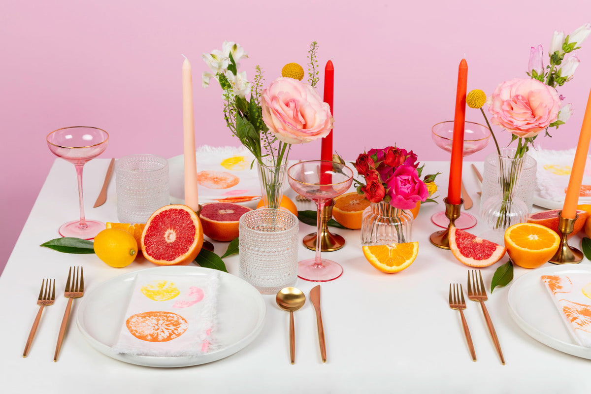 Hand Painted Custom Napkins with DIY Citrus Fruit Prints