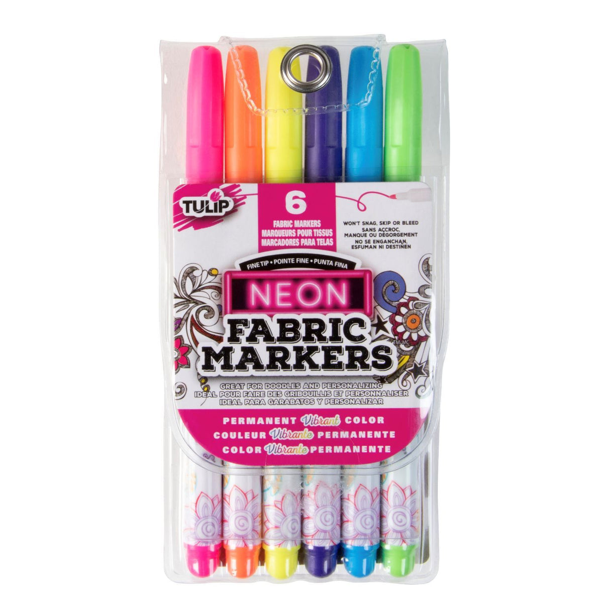 Picture of 28975 Tulip Fine-Tip  Fabric Markers Neon 6 Pack