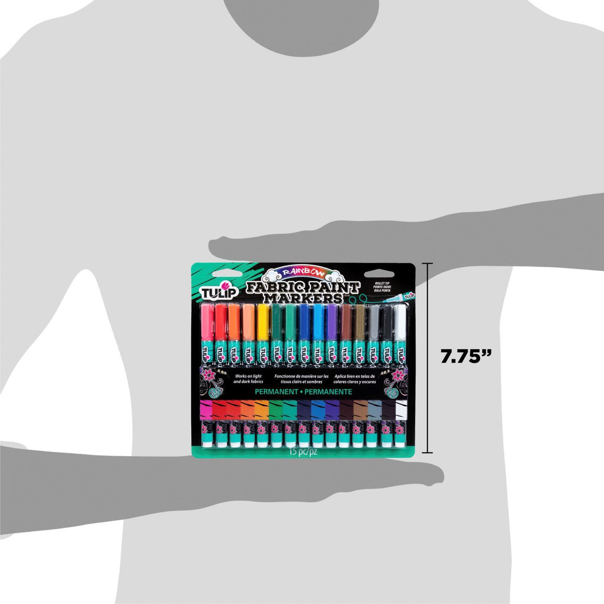 Picture of 33701 Tulip Bullet-Tip Fabric Paint Markers Rainbow 15 Pack
