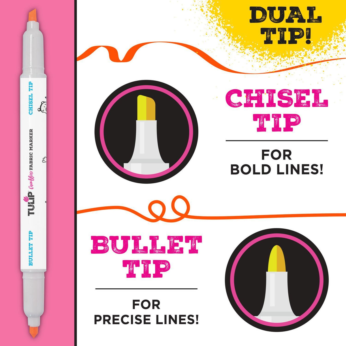 Picture of 40269 Tulip Graffiti Dual-Tip Fabric Markers Neon 6 Pack