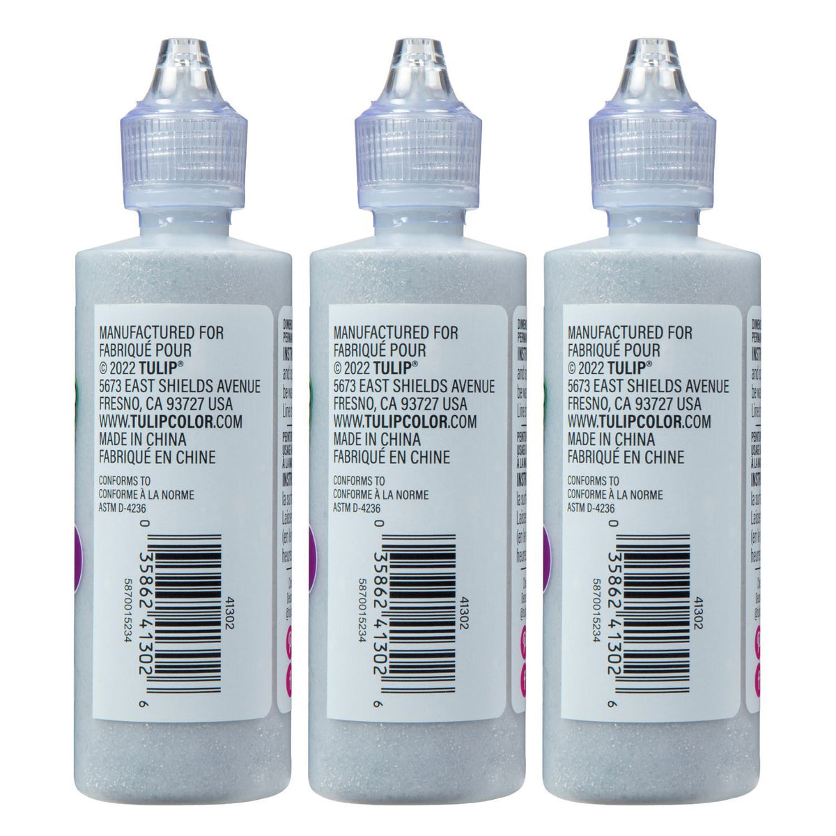 Picture of 37566 Tulip Dimensional Fabric Paint Glitter Silver 4 fl. oz. 3 Pack