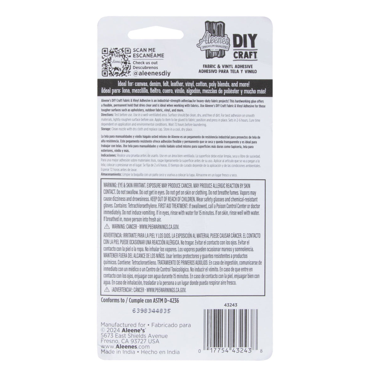 Picture of 43243 Aleene's DIY Craft Fabric & Vinyl Adhesive 1.5 fl. oz.