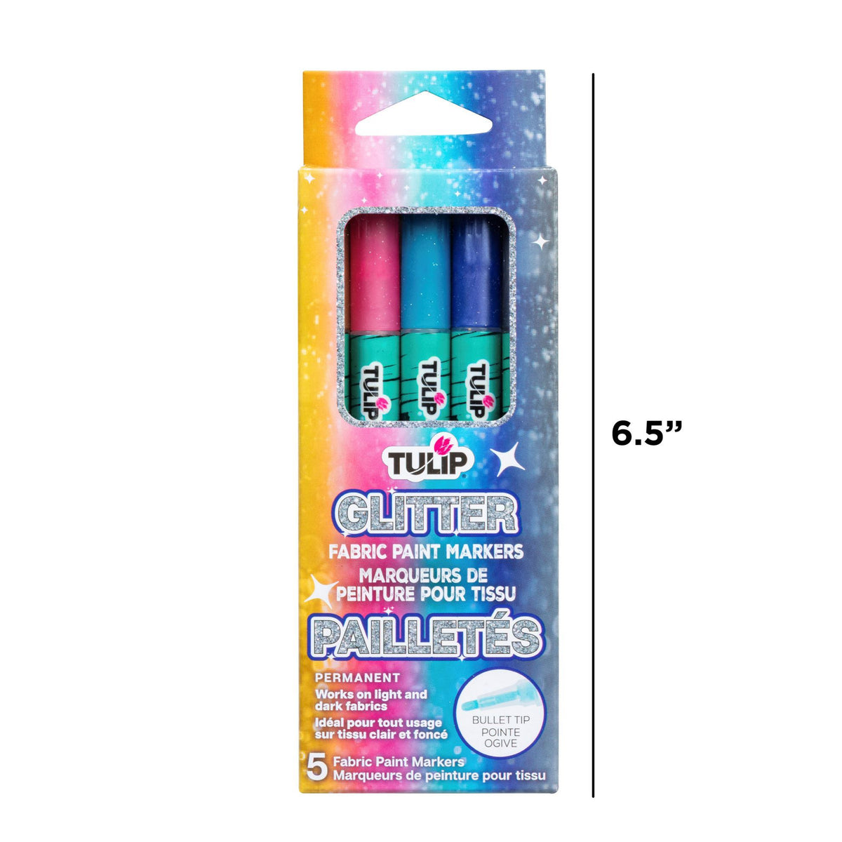 Picture of 49767                               TULIP GLITTER FABRIC PAINT MARKERS 5PK            